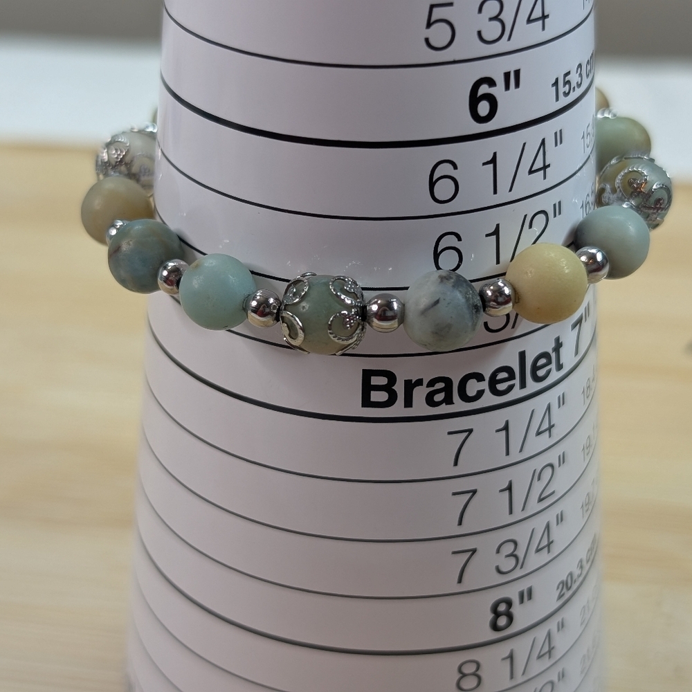 Amazonite Silver Accent Bracelet - Artisan Jewelry - D078 - Picture 4 of 5